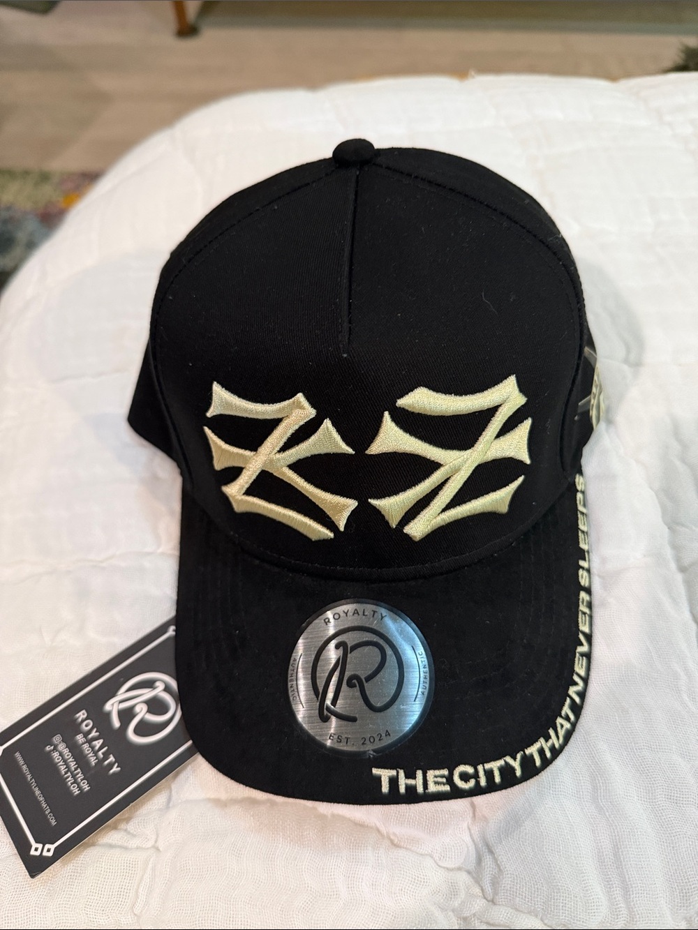 Royalty For Me Black Cap with Gold Embroidered Crest